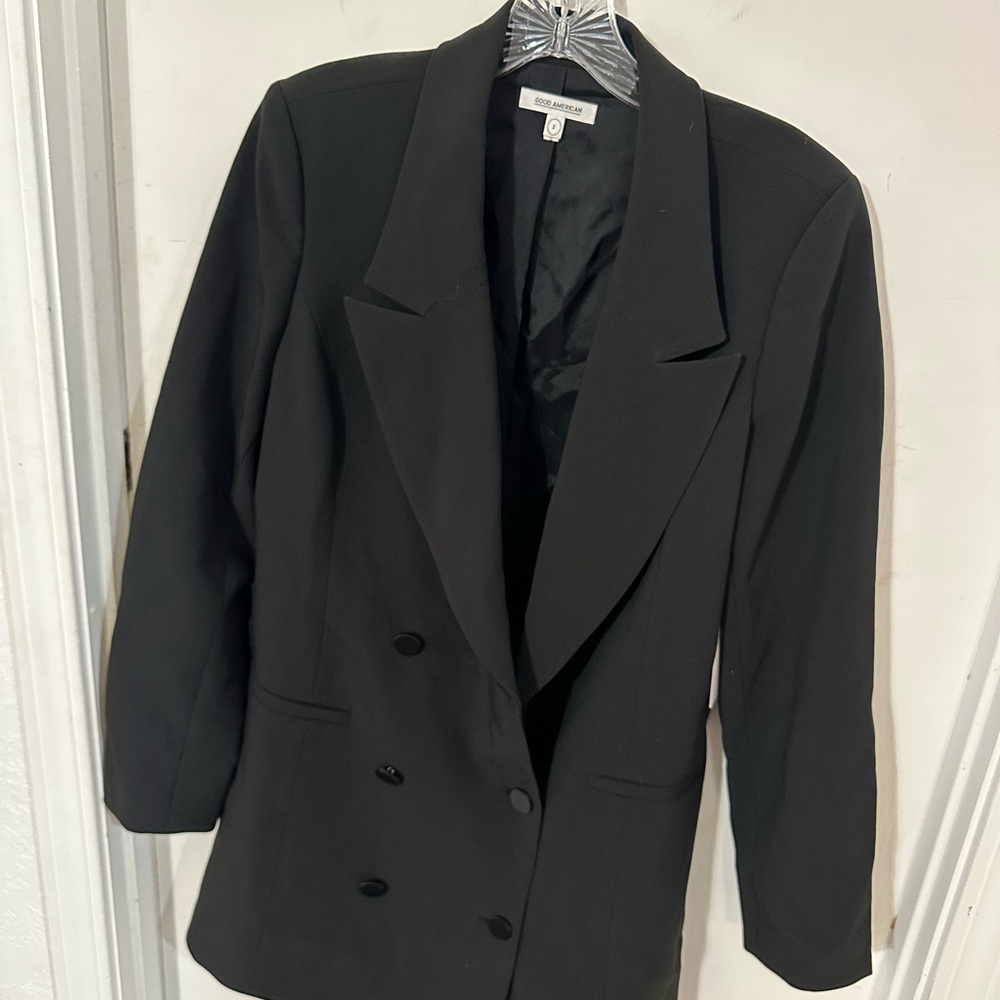 Good American “The Exec” Blazer Dress in classic black